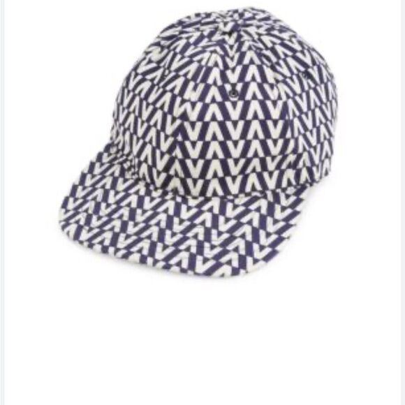 Valentino Garavani & Dust Bag Navy and White Patterned Hat $425